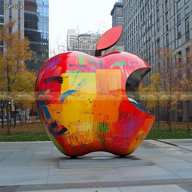 Stainless Steel Apple Graffiti Sculpture SSP-024