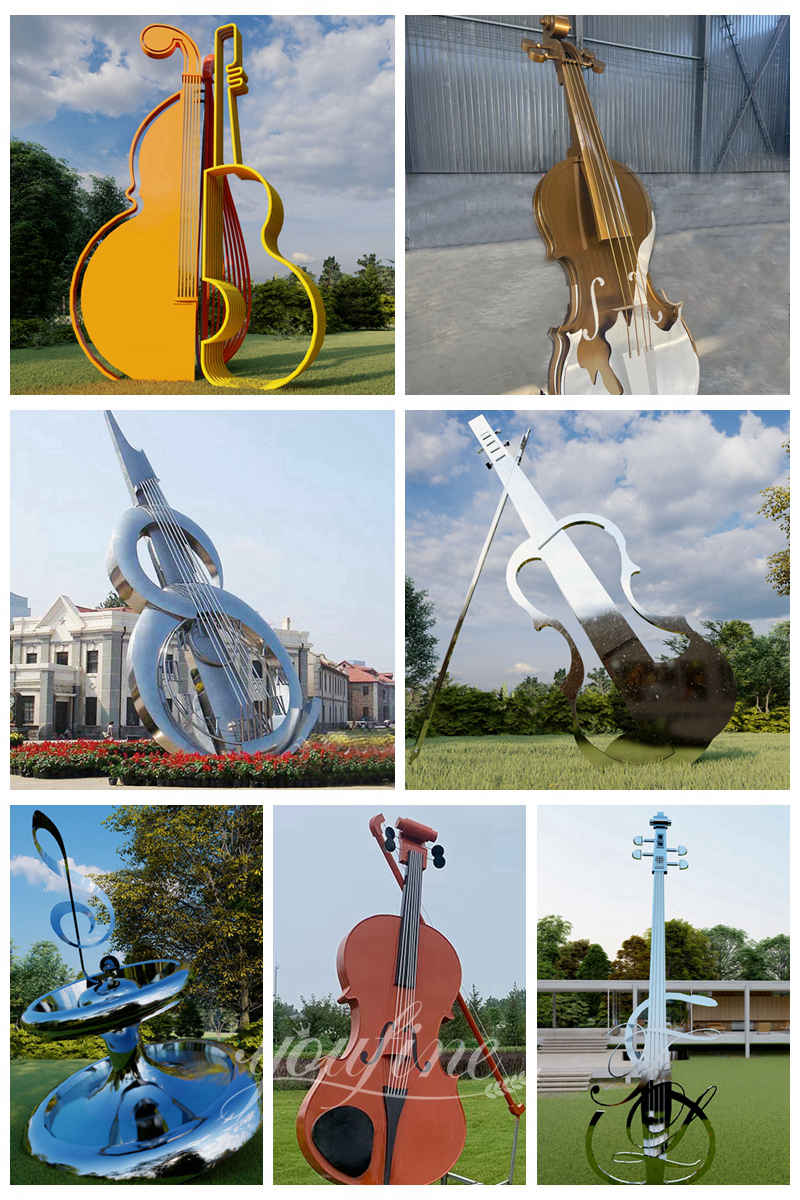 Painted Metal Music Sculpture Garden Art - Stainless Steel Sculpture