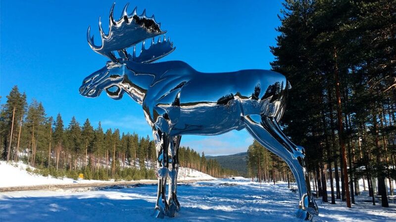Big Mirror Metal Moose Sculpture Outdoor Garden Decor for Sale