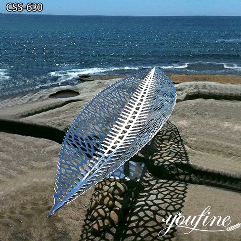 Large Metal Art for Outside Leaf Sculpture - Stainless Steel