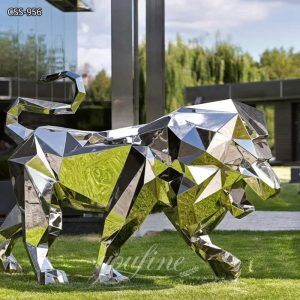Modern Geometric Stainless Steel Lion Sculpture from Supplier CSS-956