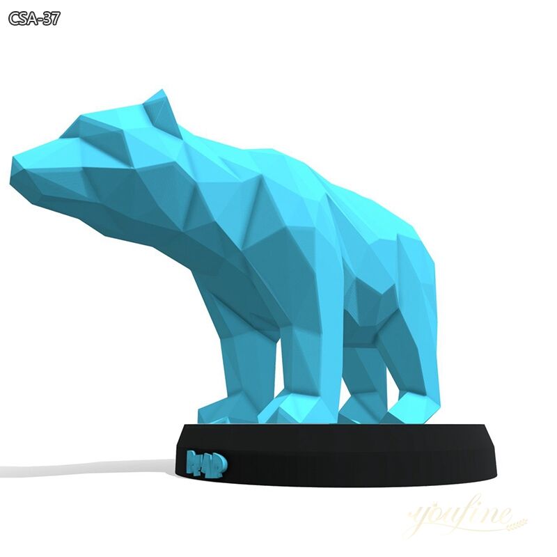 Metal Black Bear Large Polygonal Sculpture- YouFine Sculpture