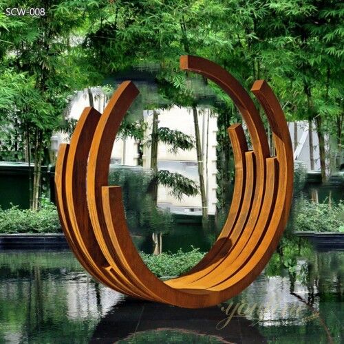 Customized large metal moon art sculpture with circle hollow