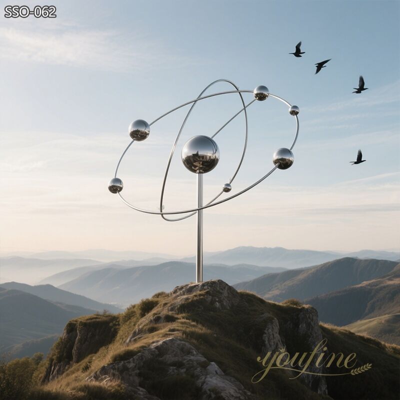Large Futuristic Solar System Stainless Steel Planet