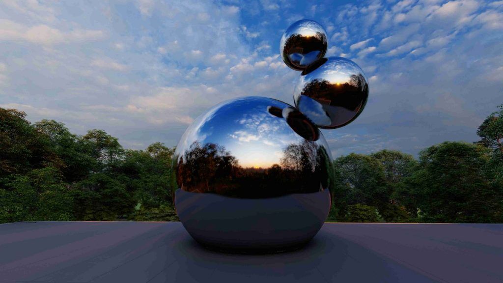 Uplift customizable Stainless Steel Sphere Sculpture With Powder