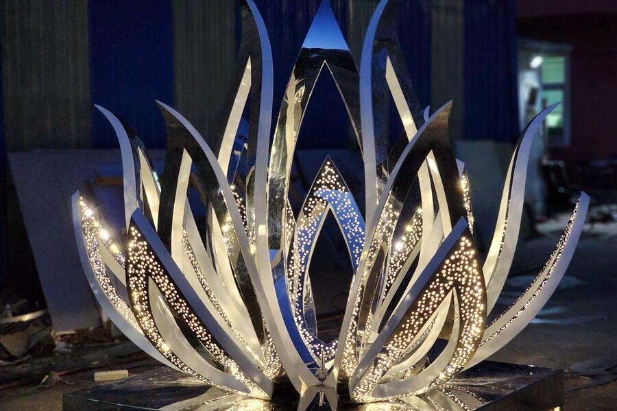 stainless steel lotus sculpture